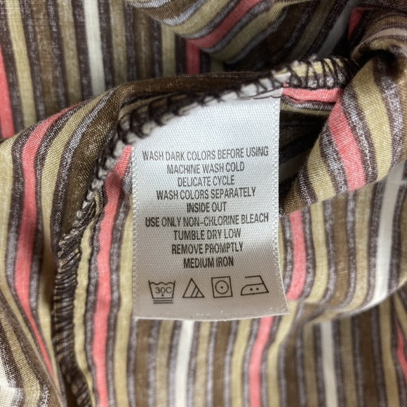 Roaman's Shirt‎ Women's Size Medium Brown Striped Long Sleeve Retro Casual Y2K - Picture 8 of 9